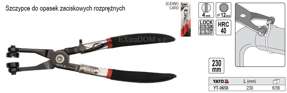 Szczypce Yato proste do opasek rozprężnych YT-0650