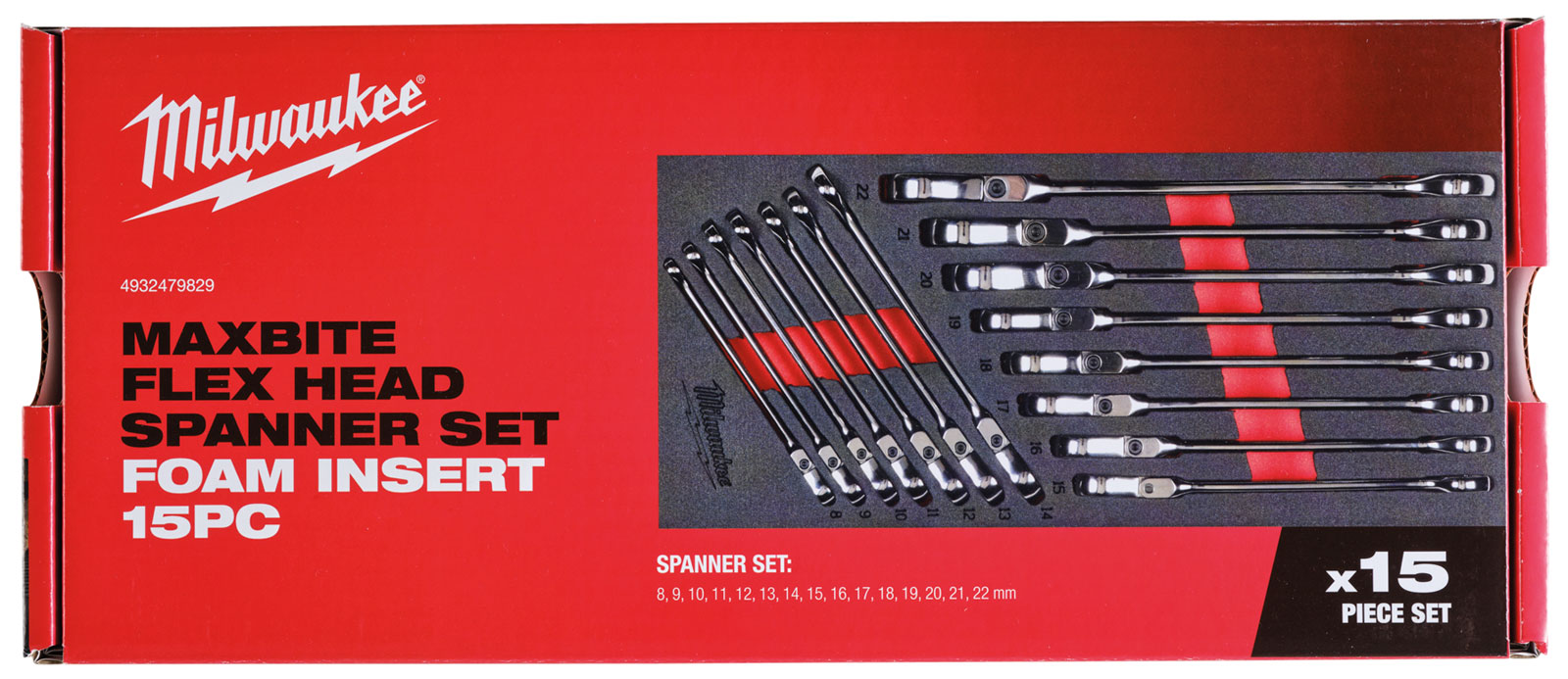 Wkładka z kluczami płasko-oczkowiymi z ruchomą główką Milwaukee