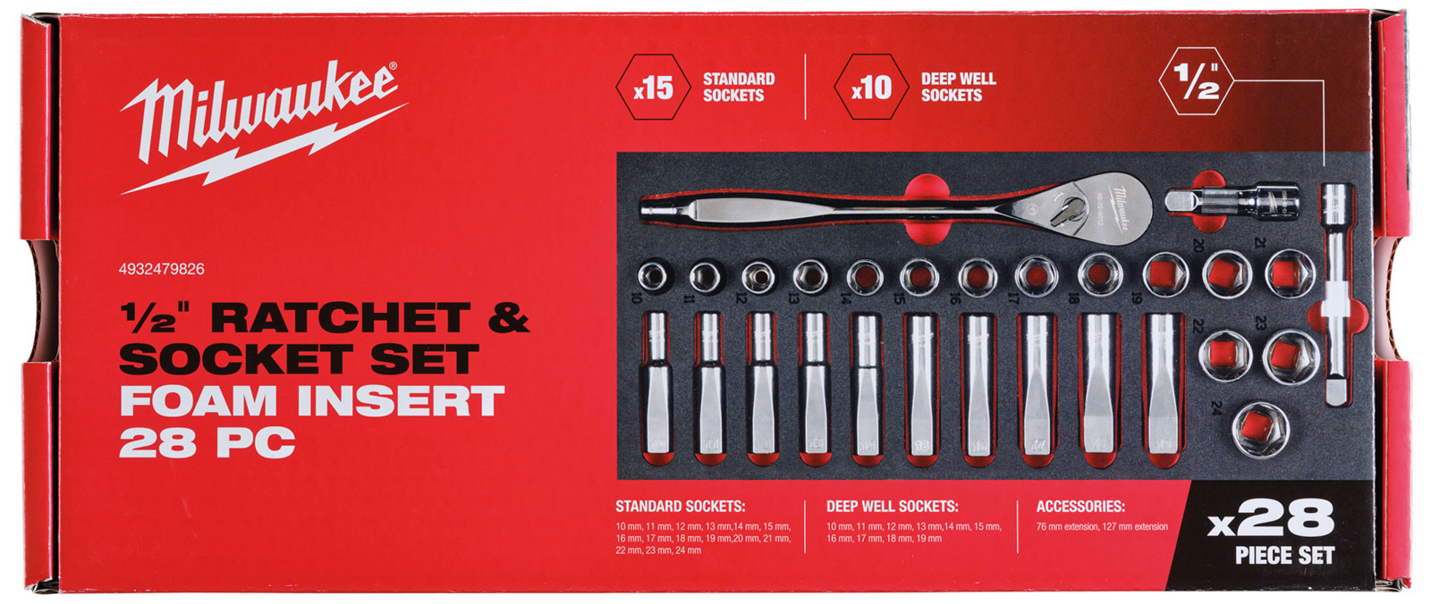 Wkładka piankowa z grzechotką i nasadkami 1/2″ Milwaukee