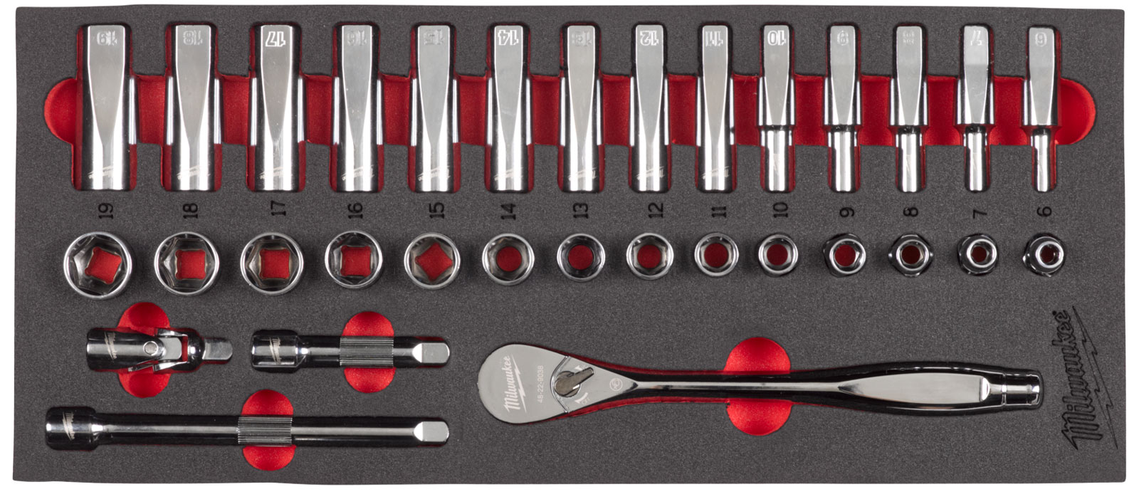 Wkładka piankowa z grzechotką i nasadkami 3/8″ Milwaukee