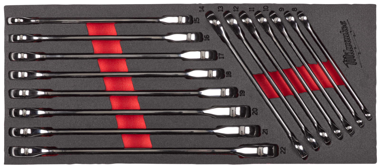 Wkładka piankowa z kluczami płasko-oczkowymi z grzechotką MAXBITE™ Milwaukee