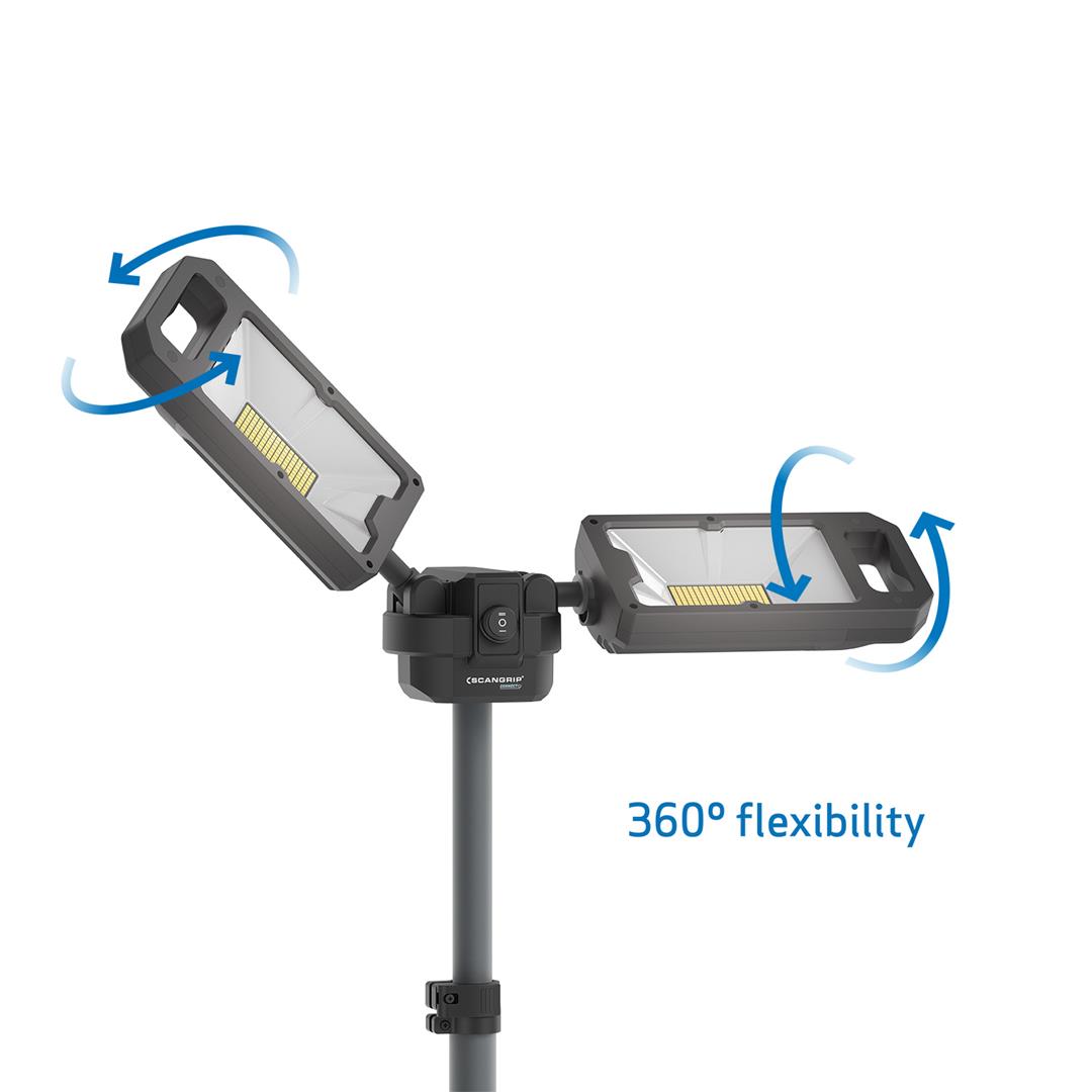Akumulatorowa lampa budowlana 8000 lm ze zintegrowanym statywem Scangrip TOWER 8 CONNECT 03.6107C