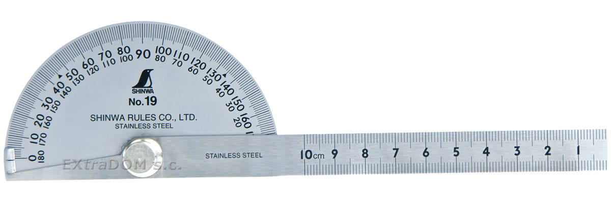 Kątomierz nr 19, 15 cm, ø 90 stal nierdzewna Shinwa 62480