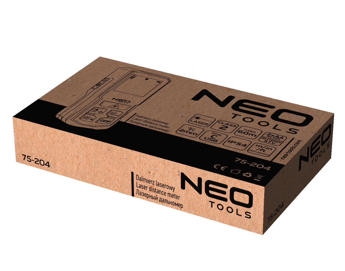Dalmierz laserowy NEO TOOLS zasięg 60 m, IP54