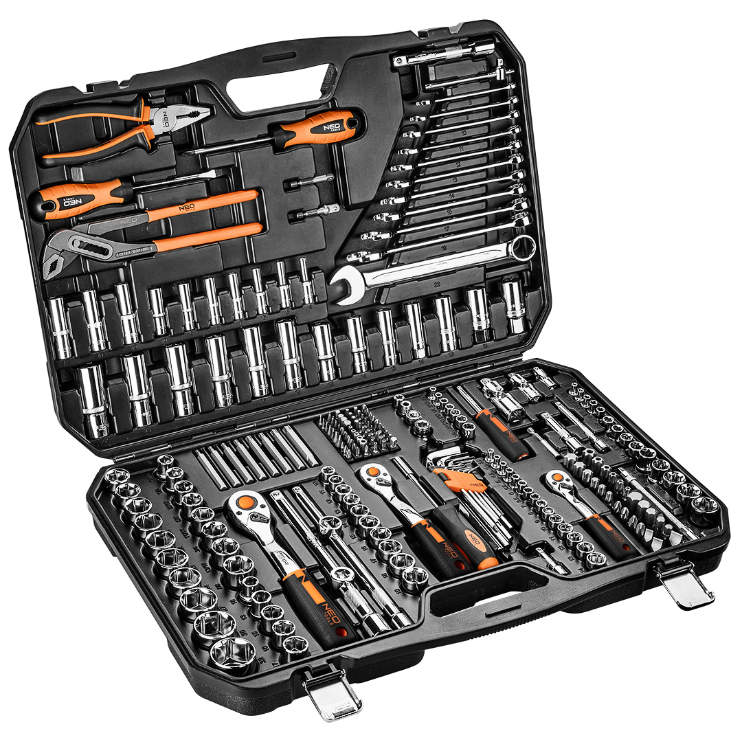 Klucze nasadowe NEO TOOLS zestaw233 szt. CrV 1/2" 3/8" 1/4"