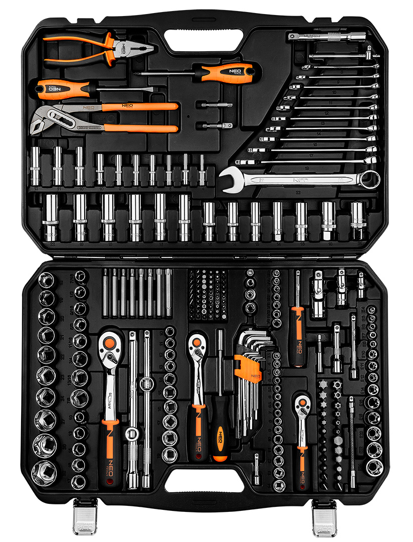 Klucze nasadowe NEO TOOLS zestaw233 szt. CrV 1/2" 3/8" 1/4"