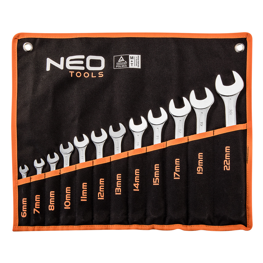 Klucze płasko-oczkowe NEO TOOLS 6-22 mm, zestaw 12 szt.