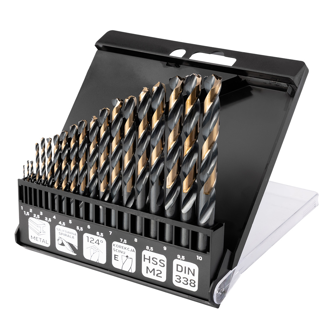 Wiertła do metalu HSS-CNC NEO TOOLS 124° Pro-Tec 1.0-10.0 mm zestaw 19 szt.