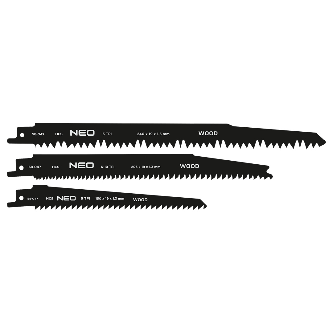 Brzeszczoty do piły szablastej NEO TOOLS  HCS zestaw 3 szt.