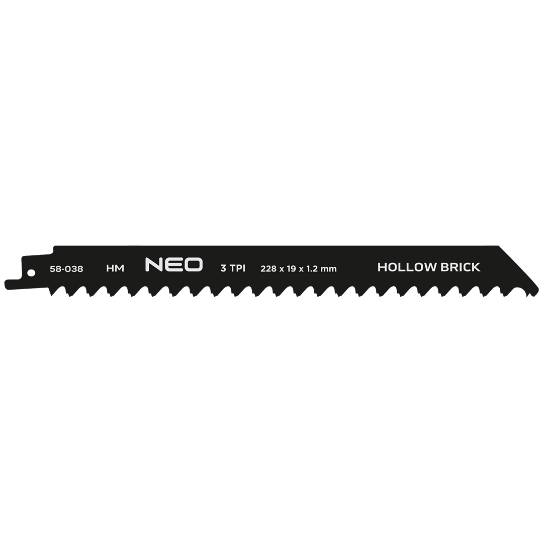 Brzeszczot do piły szablastej NEO TOOLS HM 228 x 19 x 1.2 mm 3TPI
