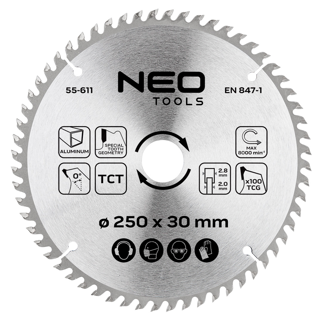 Tarcza do pilarki widiowa NEO TOOLS 250 x 30 mm 100 zębów do aluminium