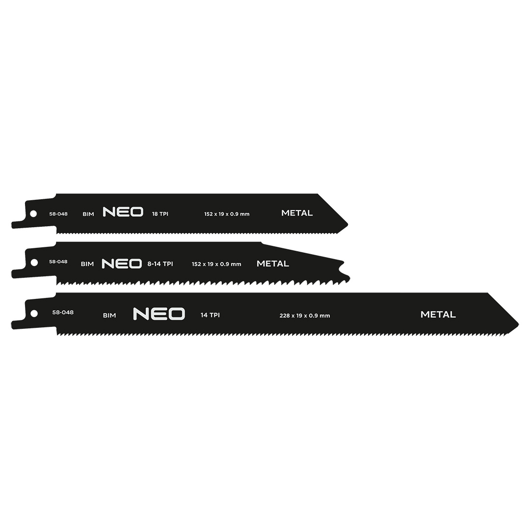 Brzeszczoty do piły szablastej NEO TOOLS BIM, zestaw 3 szt.