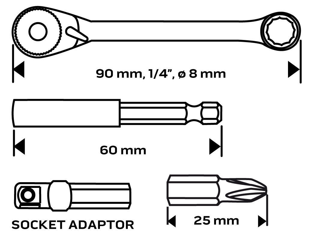 Bity 1/4" NEO TOOLS zestaw 24 szt.