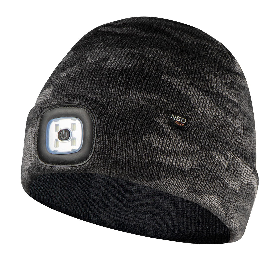 Czapka z latarką LED NEO TOOLS dwuwarstwowa CAMO URBAN