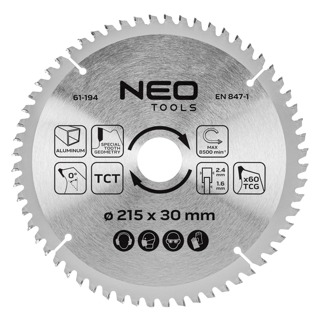 Tarcza do pilarki NEO TOOLS widiowa 215 x 30 mm 60 zębów do aluminium