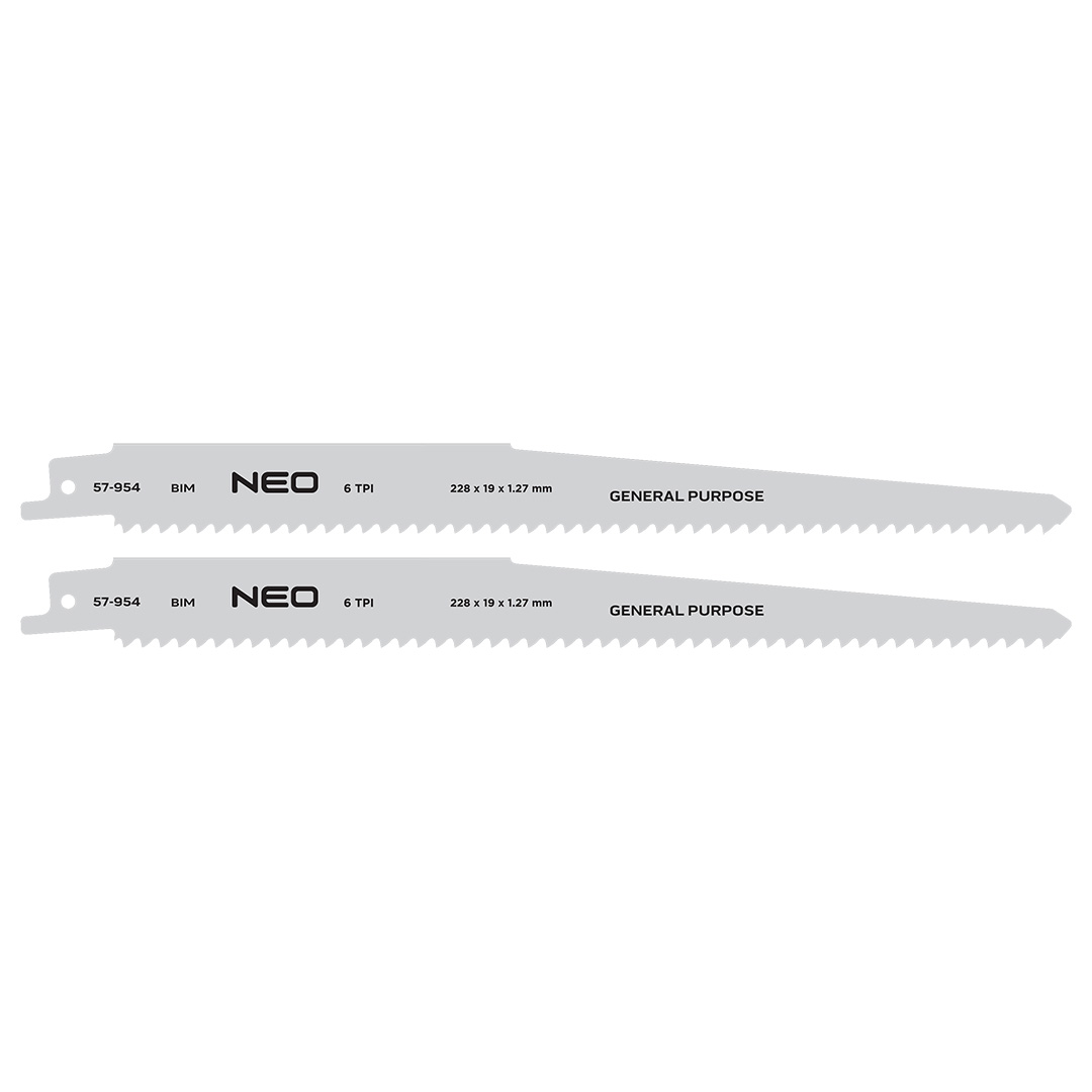 Brzeszczoty do piły szablastej NEO TOOLS 228 x 19 x 1.27 mm 6TPI kpl. 2 szt.