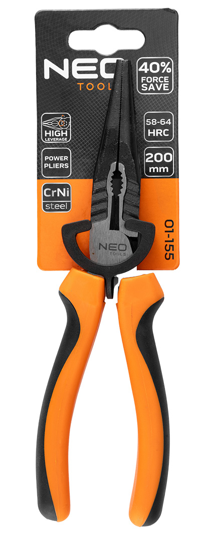 Szczypce wydłużone proste NEO TOOLS 40% FS 200 mm bociany