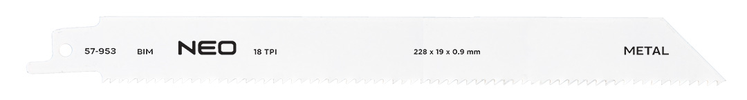 Brzeszczoty do piły szablastej NEO TOOLS 228 x 19 x 0.9 mm 18TPI kpl. 2 szt.