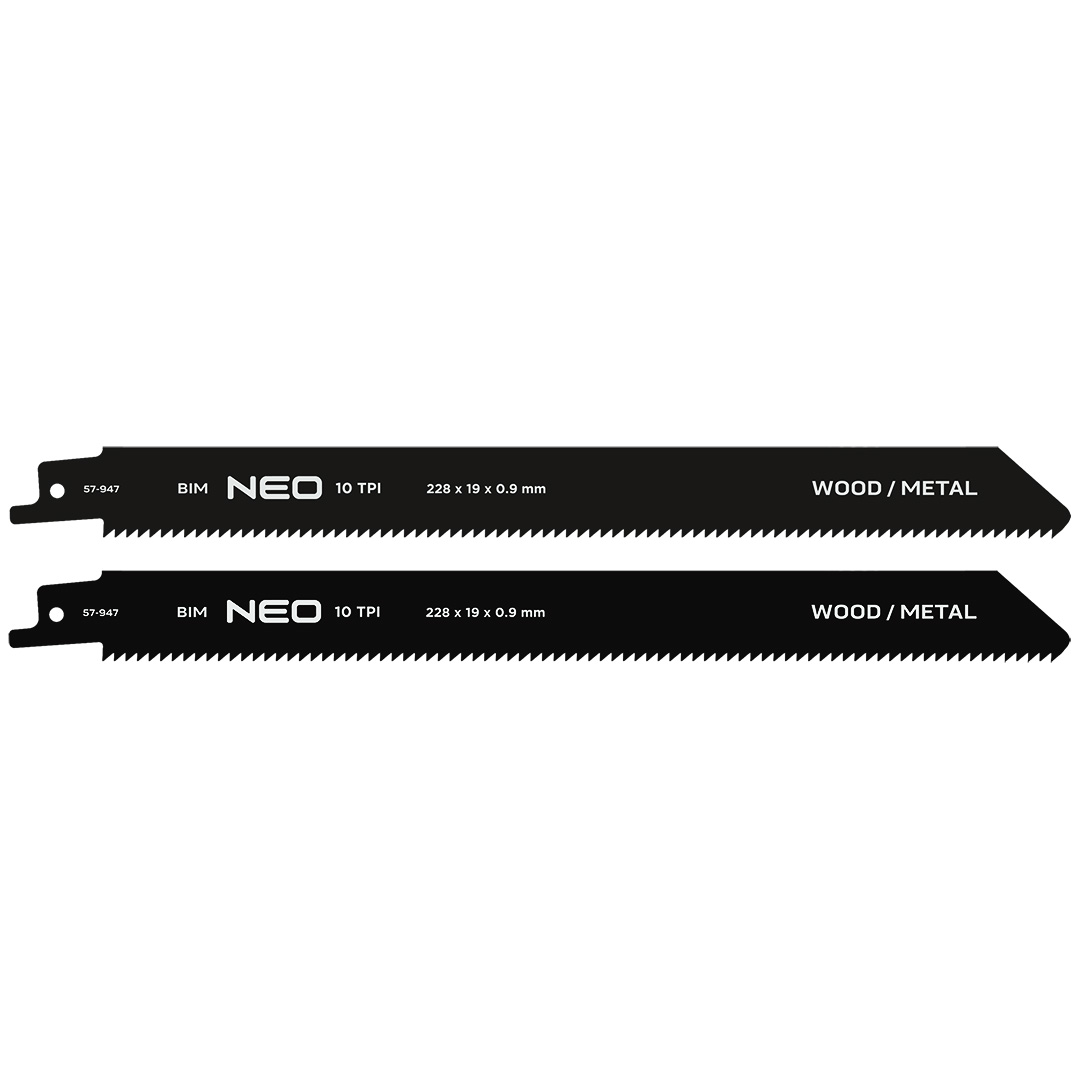 Brzeszczoty do piły szablastej NEO TOOLS 228 x 19 x 0.9 mm 10TPI kpl. 2 szt.