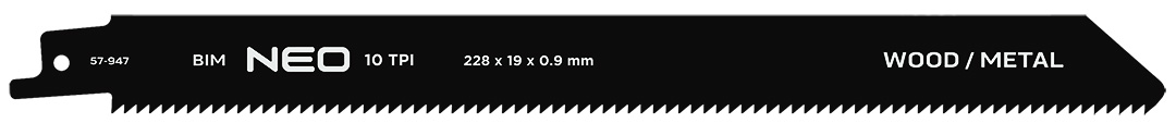 Brzeszczoty do piły szablastej NEO TOOLS 228 x 19 x 0.9 mm 10TPI kpl. 2 szt.