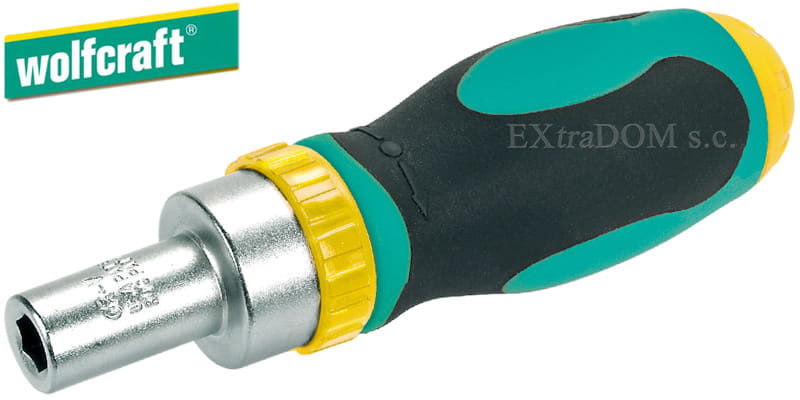 Zestaw do skręcania szuflad - adapter kątowy, wkrętak z grzechotką i bity Wolfcraft 1001000