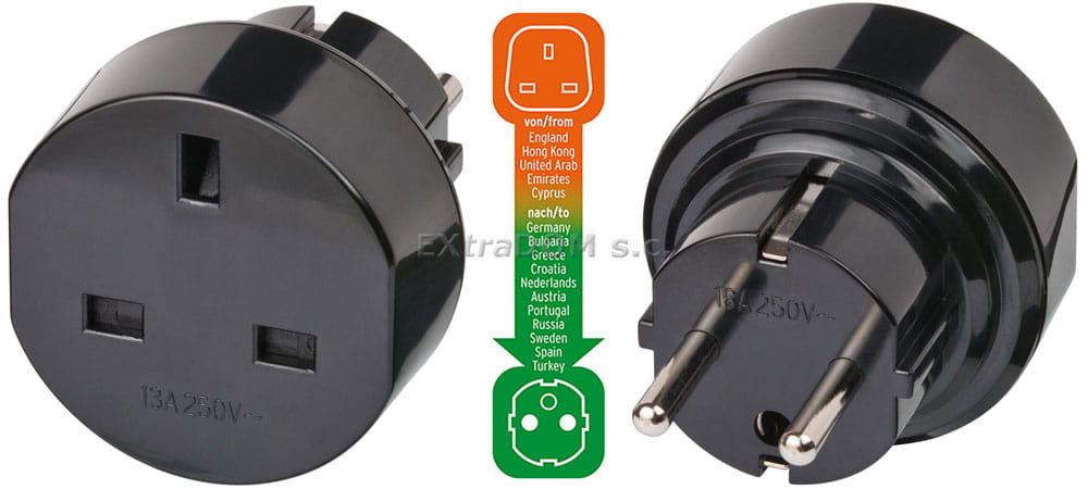 Adapter podróżny Wielka Brytania => EURO z uziemieniem Brennenstuhl